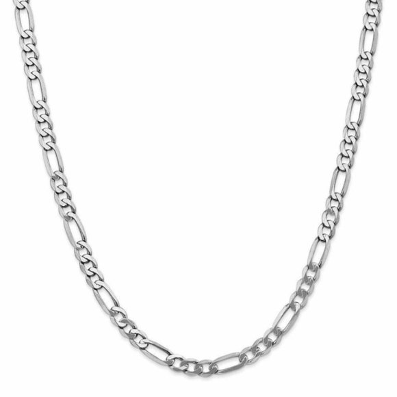 14K White Gold Plated Figaro 8mm Link Chain Necklace Bracelet Set - Picture 3 of 8